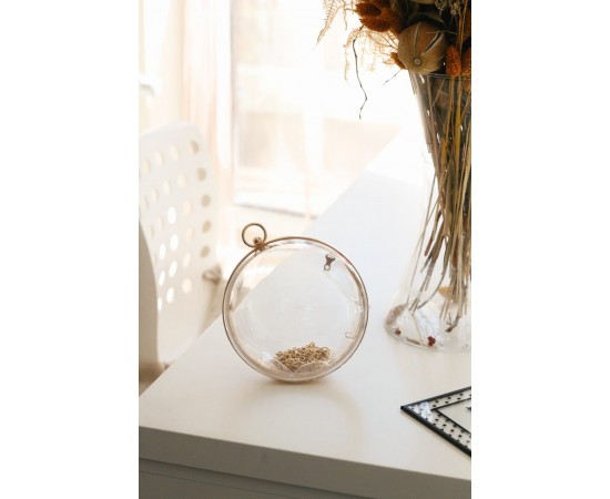 Şeffaf Küre Form Gold Abiye Çanta