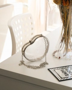 Şeffaf Kalp Form Silver Abiye Çanta