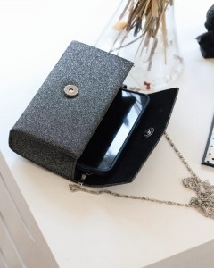 Platin Simli Dikdörtgen Form Abiye Çanta