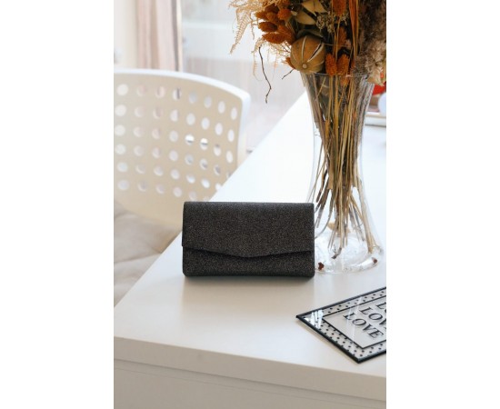 Platin Simli Dikdörtgen Form Abiye Çanta