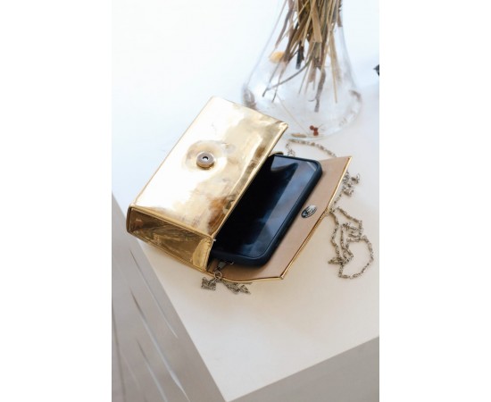 Gold Rugan Dikdörtgen Form Abiye Çanta