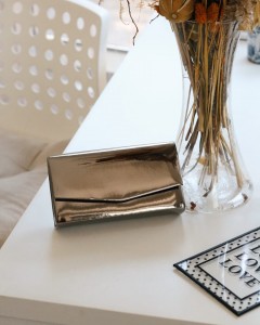 Platin Rugan Dikdörtgen Form Abiye Çanta