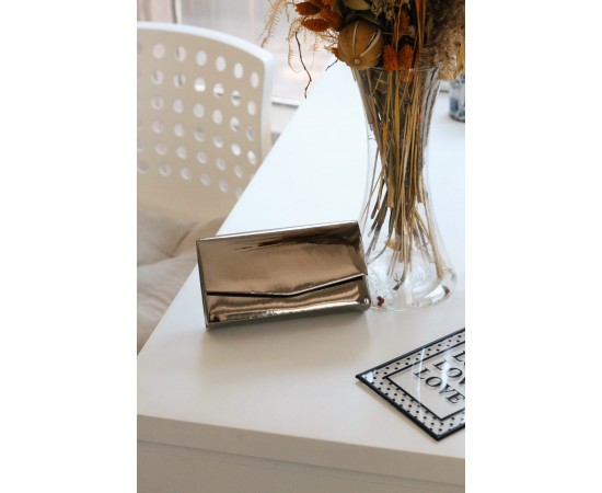 Platin Rugan Dikdörtgen Form Abiye Çanta