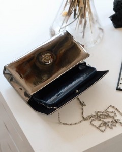 Platin Rugan Dikdörtgen Form Abiye Çanta