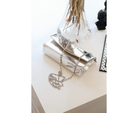 Silver Rugan Dikdörtgen Form Abiye Çanta