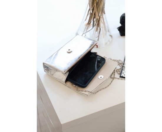 Silver Rugan Dikdörtgen Form Abiye Çanta