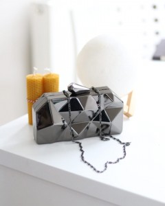 Platin Metal Kasalı Abiye Çanta