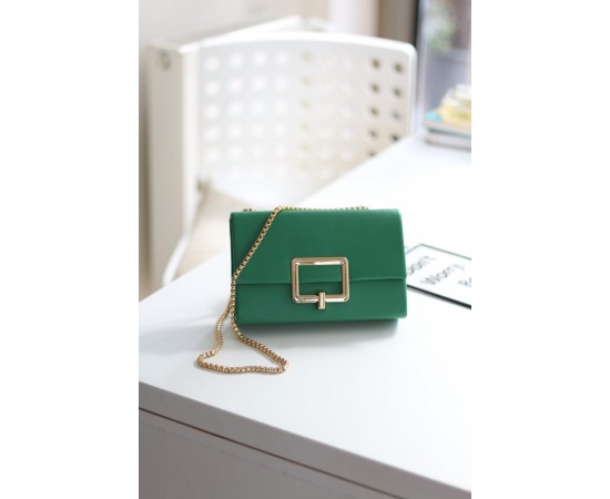 Yeşil Gold Tokalı Omuz Çantası