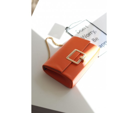 Turuncu Gold Tokalı Omuz Çantası