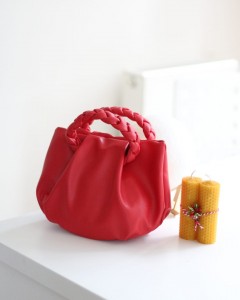 Kırmızı Örgü Saplı Omuz Çantası