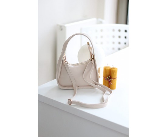 Krem Askı Detay Omuz Çantası