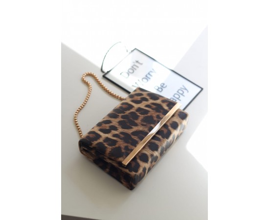 Leopar Çıtalı Günlük Omuz Çantası 