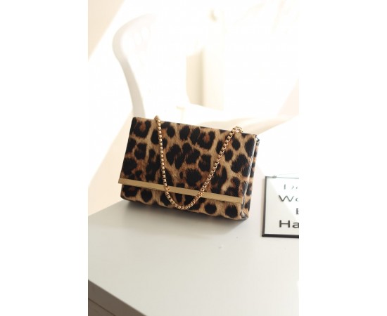 Leopar Çıtalı Günlük Omuz Çantası 
