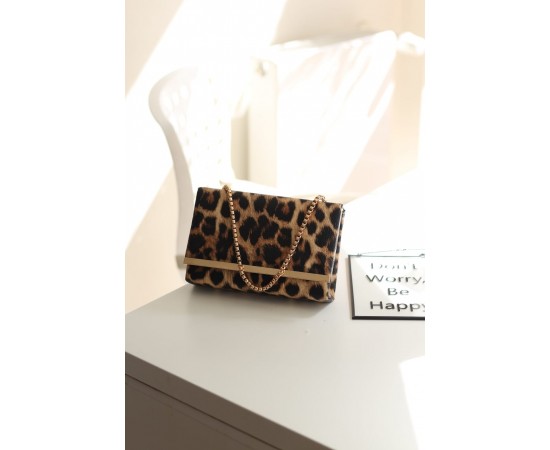 Leopar Çıtalı Günlük Omuz Çantası 