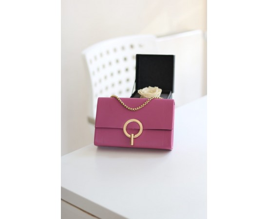 Fuşya Yuvarlak Tokalı Omuz Çantası