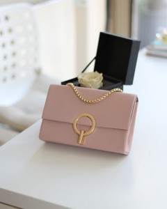 Pudra Yuvarlak Tokalı Omuz Çantası