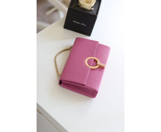 Fuşya Yuvarlak Tokalı Omuz Çantası