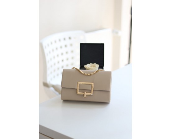 Vizon Kare Tokalı Omuz Çantası Vizon Kare Tokalı Omuz Çantası