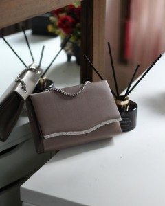 Kadın Vizon Taş Şeritli Omuz Çantası 