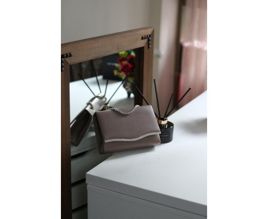 Kadın Vizon Taş Şeritli Omuz Çantası 