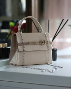 Kadın Nude Saten Taş  Detaylı Abiye Omuz Çantası