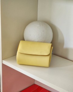 Kadın Sarı Deri Mini Portföy Abiye Çanta