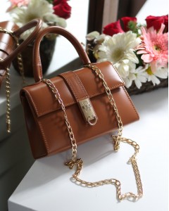 Kadın Taba Gold Kare  Kilit Detaylı Mini El & Omuz Çantası