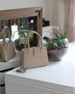 Kadın Vizon Çift Kulp Detaylı Mini Kalıp Omuz Çantası