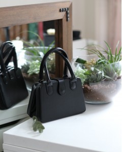 Kadın Siyah Çift Kulp Detaylı Mini Kalıp Omuz Çantası