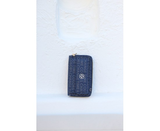  Kadın Koyu Mavi Telefon Bölmeli Yatay Çapraz Askılı Cüzdan Çanta