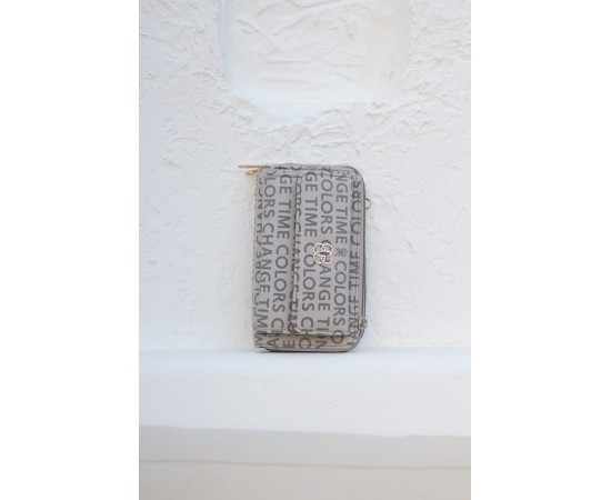 Kadın Gri Telefon Bölmeli Yatay Çapraz Askılı Cüzdan Çanta