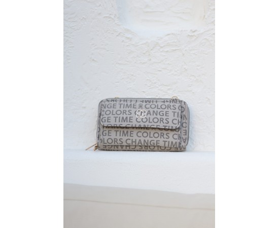 Kadın Gri Telefon Bölmeli Yatay Çapraz Askılı Cüzdan Çanta