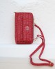 Kadın Kırmızı Telefon Bölmeli Yatay Çapraz Askılı Cüzdan Çanta