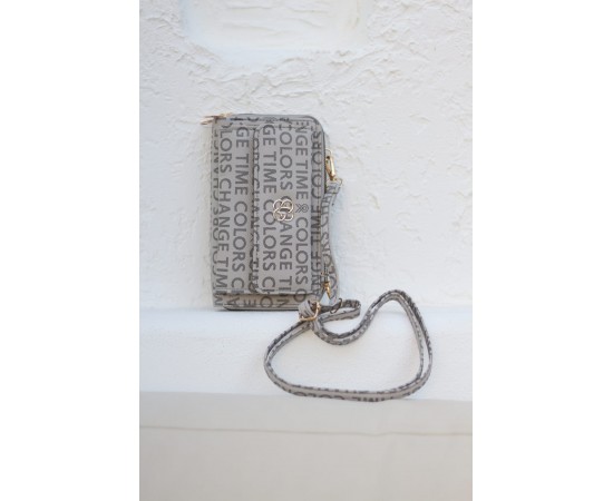 Kadın Gri Telefon Bölmeli Yatay Çapraz Askılı Cüzdan Çanta