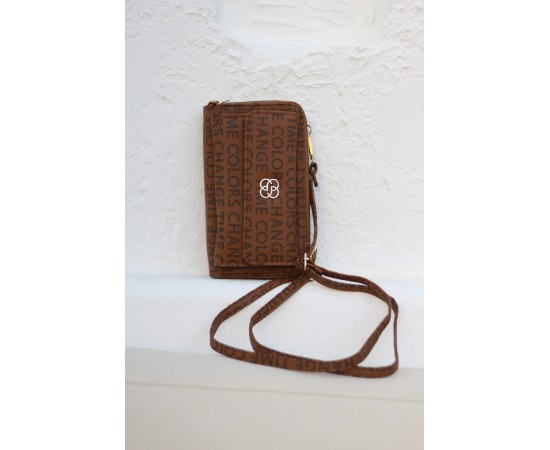  Kadın Taba Telefon Bölmeli Yatay Çapraz Askılı Cüzdan Çanta