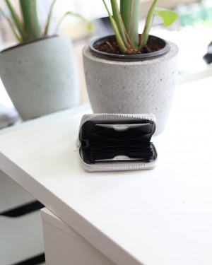  Kadın Gri Gerçek Deri Kartlık