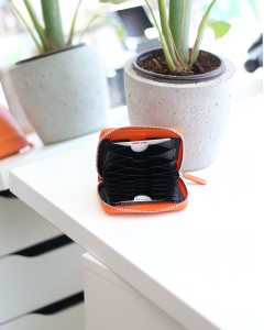 Kadın Turuncu Gerçek Deri Kartlık