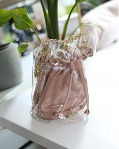 Kadın Pudra Bohça Şeffaf Zincirli Omuz Çantası
