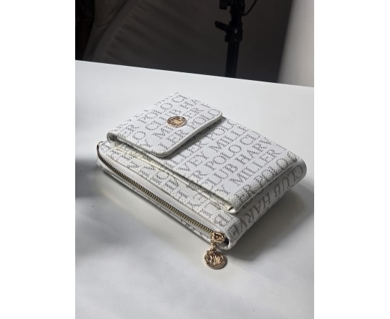 Beyaz Baskılı 2 Gözlü Telefon Çantası