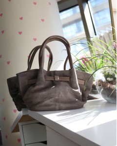 Kadın Vizon Süet Gold Toka Detaylı Orta Boy Omuz Çantası