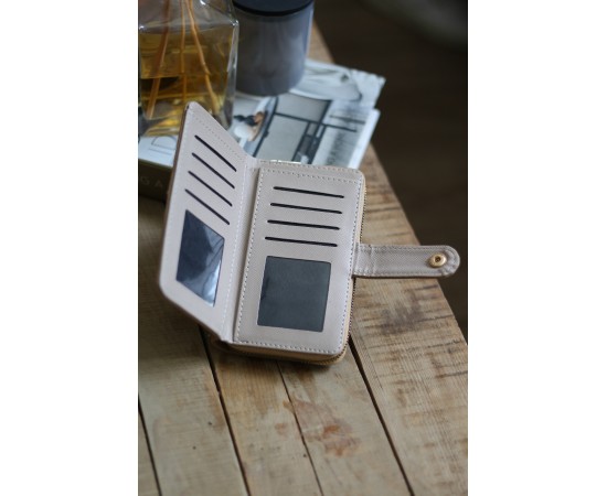 Kadın Karamel Kartlık Detaylı Orta Boy Cüzdan