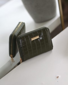 Kadın Haki Kroko Mini kartlık Cüzdan