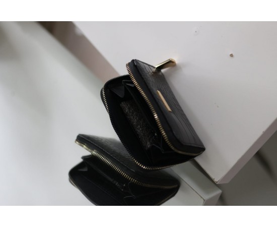 Kadın Siyah Kroko Mini kartlık Cüzdan Kadın Siyah Kroko Mini kartlık Cüzdan