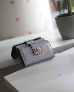 Kadın Gri Gold Aksesuar Detaylı Cüzdan