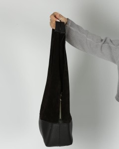 Kadın Siyah Süet Ek Portföyl Büyük Boy Omuz Çantası Kadın Siyah Süet Ek Portföyl Büyük Boy Omuz Çantası