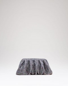 Kadın Platin Taş Dokuma Burs Detayl Abiye Çanta 