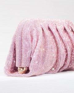 Kadın Pembe Taş Dokuma Burs Detayl Abiye Çanta
