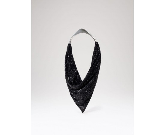  Kadın Siyah Taş Dokuma Metal Tutma Sap Detaylı Abiye Çanta