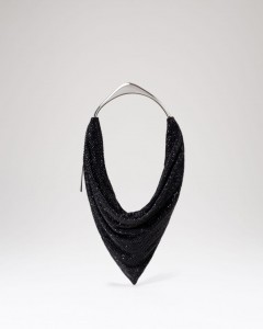  Kadın Siyah Taş Dokuma Metal Tutma Sap Detaylı Abiye Çanta