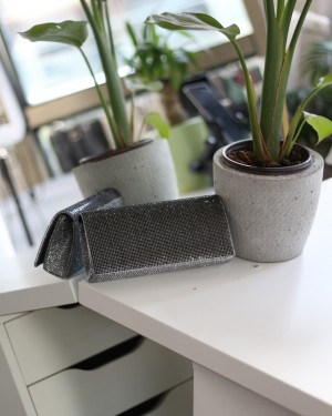 Kadın Platin Taş Kapak Detaylı Zincirli Abiye Omuz Çantas